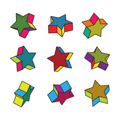 Obraz premium 3d Stars Graphic Elements for Pop Art Style Design Vector