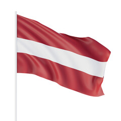 Latvia flag isolated on white background with clipping path. close up waving flag of Latvia. flag symbols of Latvia. 3d rendering