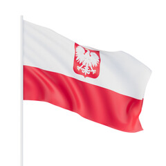 Flag of Poland, isolated on white background. 3d rendering