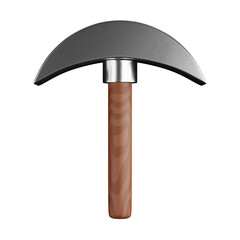 3D cartoon user interface illustration of a axe or wooden axe  icon on an isolated background. With studio lighting and a gradient colourful texture. 3D rendering