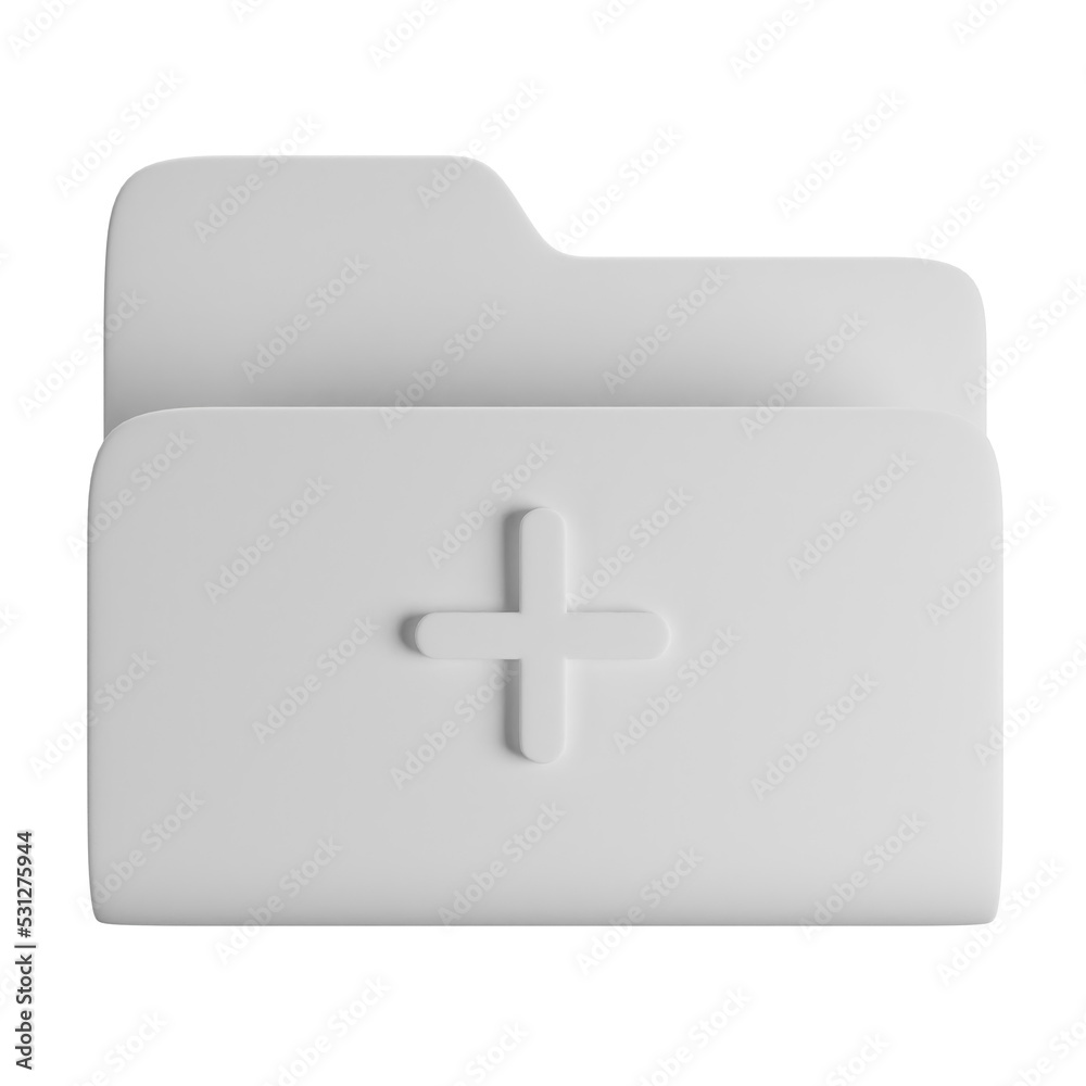 Fototapete 3d cartoon user interface illustration of a folder with files on a computer icon on an isolated back