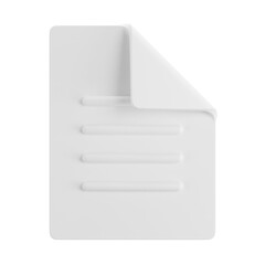 3D cartoon user interface illustration of a file or digital computer document or page icon on an isolated background. With studio lighting and a gradient colourful texture. 3D rendering