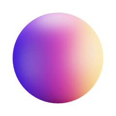3D cartoon user interface illustration of a round circle or sphere icon on an isolated background. With studio lighting and a gradient colourful texture. 3D rendering