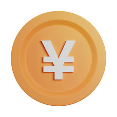 3D cartoon user interface illustration of a yuan coin money icon on an isolated background. With studio lighting and a gradient colourful texture. 3D rendering