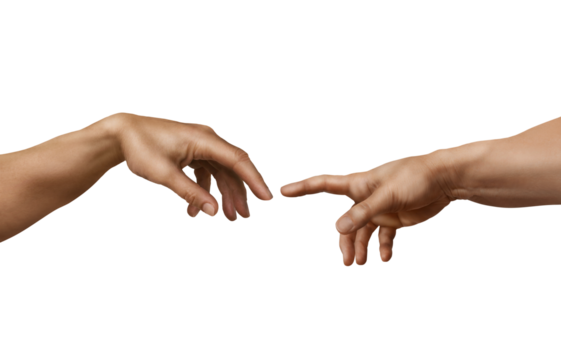 The Creation of Adam, a modern take on Michelangelo's painting.