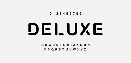 Deluxe , minimal urban fashion font creative modern alphabet. Typography with dot regular and number. minimalist style fonts set. vector illustration