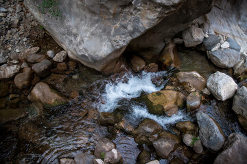 A river flowing in the Sapadere canyon. Antalya Province, Turkey.