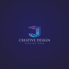  Creative letter tech logo vector