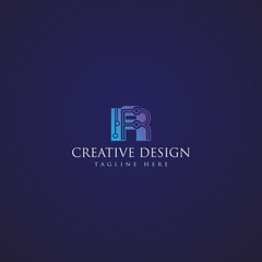 Fototapeta premium Creative letter tech logo vector