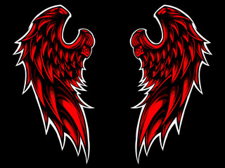 Vector illustration of red angel wings tattoo 
