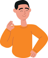 Person shows the Okay gesture, hands and fingers ok sign, the international sign of consent or satisfaction, all right concept, approval symbol. Human emotion, nonverbal communication, body language