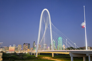 Famous Dallas Bridge Illuminated at Night