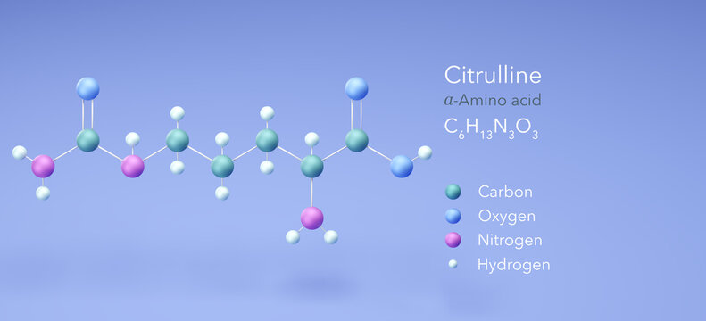 citrulline, molecular structures, amino acid, 3d model, Structural Chemical Formula and Atoms with Color Coding