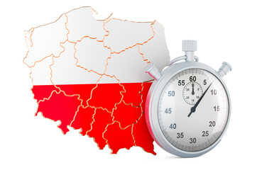 Polish map with stopwatch, 3D rendering