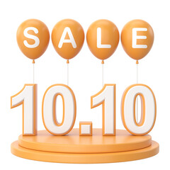 10.10 sale. October sale. 3D illustration.