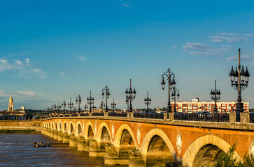 Stone bridge in  Bordeaux, France