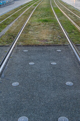 Fototapeta premium Tram lines in Bordeaux, France