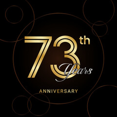 73th Anniversary Celebration with golden text, Golden anniversary vector template