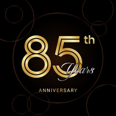 85th Anniversary Celebration with golden text, Golden anniversary vector template