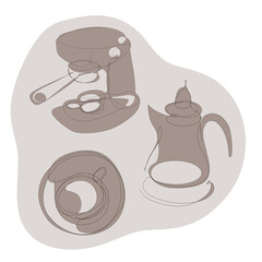 illustration of a coffee set