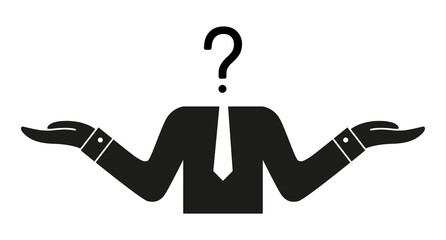 Libra, a person with a question mark, difficulties in choosing, weighing, equality or balance. A symbol of libra, analysis and reflection. A person weighing or making a decision.  Vector illustration