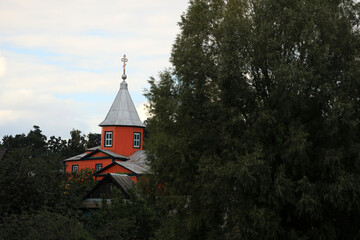 Wooden church in the village