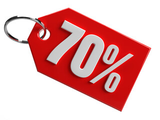 Tag 70 percent off promotion 3d rendering isolated