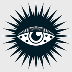 Masonic eye hand drawn. Illuminati vintage vector symbol. Tattoo art.