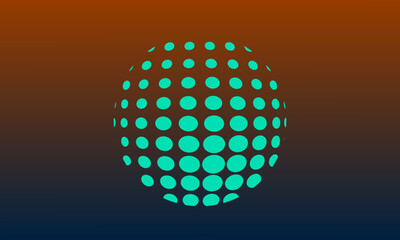 Close-up illustration of green circle on blue and orange background.