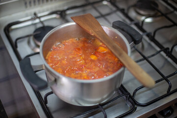 cooking in a pan