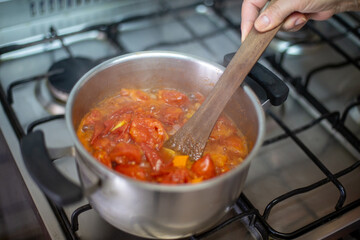 cooking in a pan