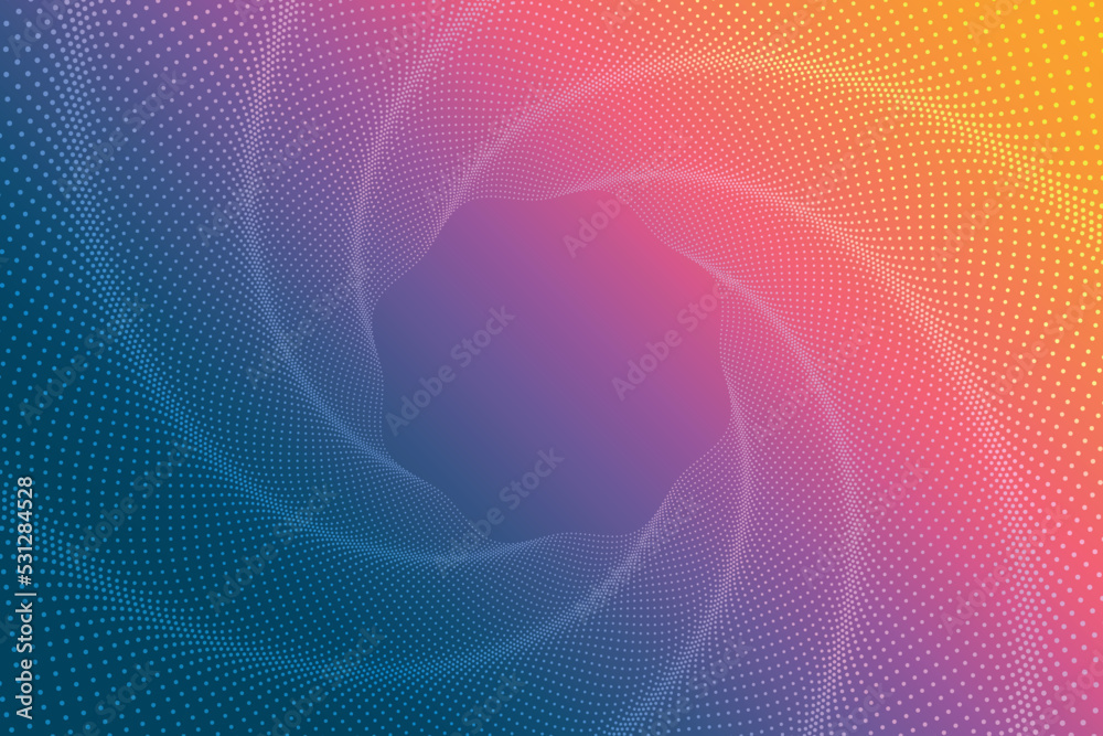 Fototapete abstract horizontal pattern with a gradient yellow, pink, purple, blue dotted pattern on the backgro