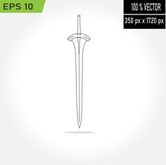 illustration of sword one handed isolated in grey background