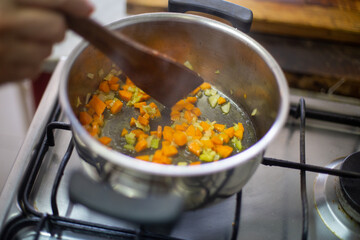 cooking in a pan