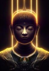 Futuristic cyberpunk buddha