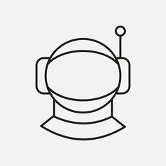 Astronaut helmet icon. Black icon of astronaut helmet. Vector illustration. Linear astronaut helmet icon isolated