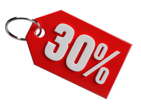 Tag 30 percent off promotion 3d rendering isolated