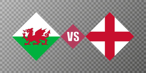 Wales vs England flag concept. Vector illustration.