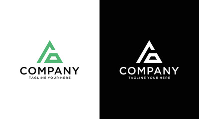 Initial Letter AG triangle logo company and business template on a black and white background.