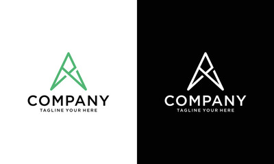 initial letter a line star logo design vector symbol graphic idea creative on a black and white background.