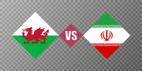 Wales vs Iran flag concept. Vector illustration.