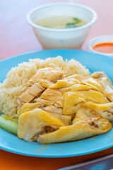 Hainanese Chicken rice, famous  in singapore