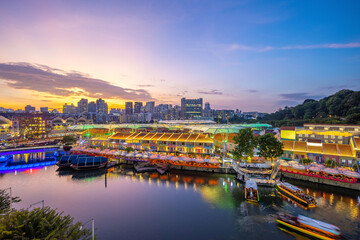 Aerial view cityscape of Clarke Quay, Singapore city skyline