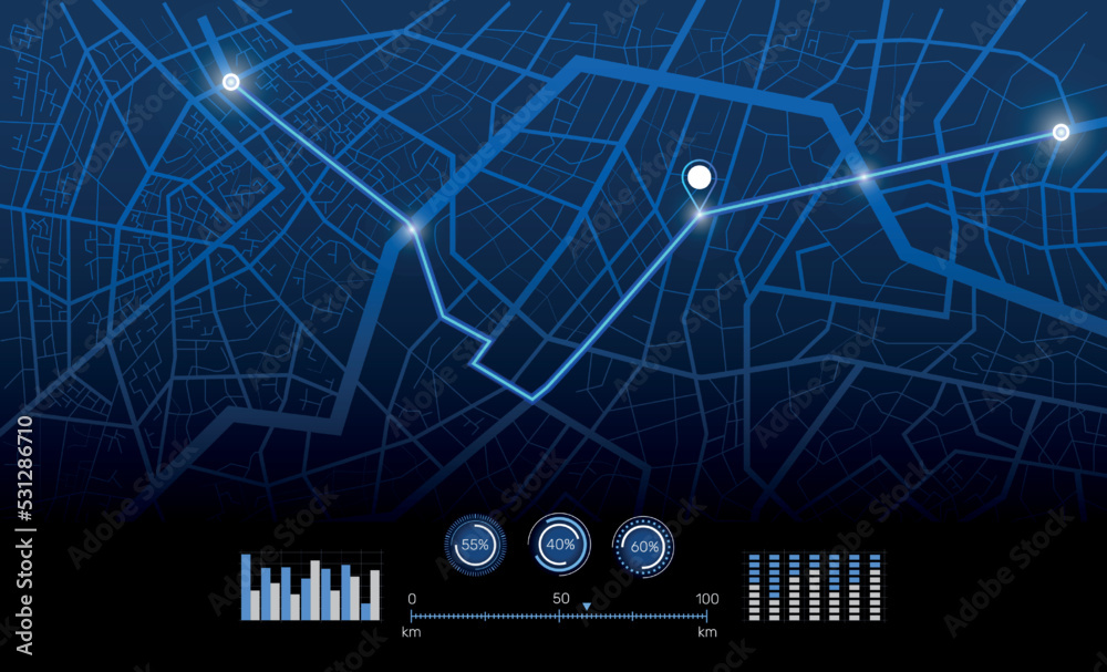 Aufkleber gps map. city street road. run navigate app. ui track icon. town roadmap. 3d data dashboard. urban h