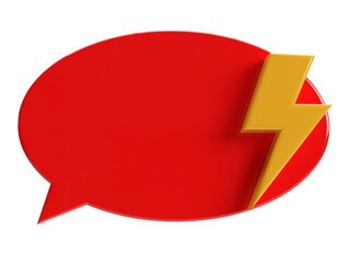 3d rendering flash on speech bubble talk