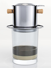 the isolated Vietnamese drip phin filter 