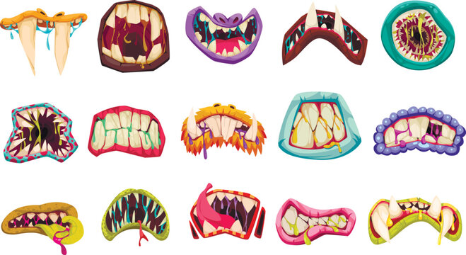 Monster Mouth Cartoon Color Set
