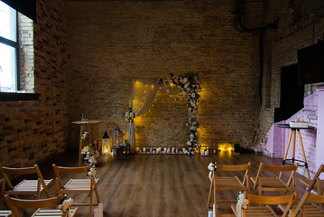 interior of a cafe with an ancient church and candles
