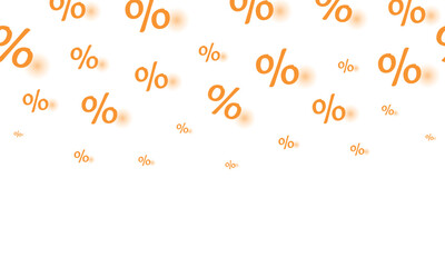 Percentage discount pattern. Shopping sale advertising. Off price. Promo special offer. Percent symbols. Repeated wallpaper. Promotion banner. Abstract background. Vector seamless border