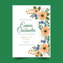 organic floral wedding invitation vector design illustration